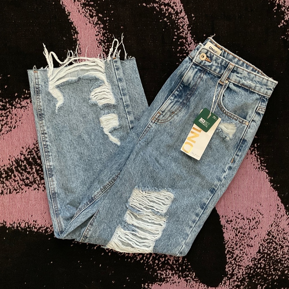Distressed Blue Jeans